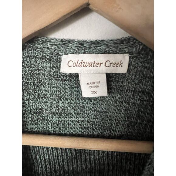 Coldwater Creek Green Marbled Open Front Cardigan Size 2X - Picture 3 of 4